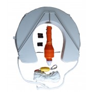 Man Over Board Kit. Lifebuoy, Light, V Bracket & throw line.